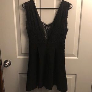 BCBG Deep-V Lace-Back Little Black Dress